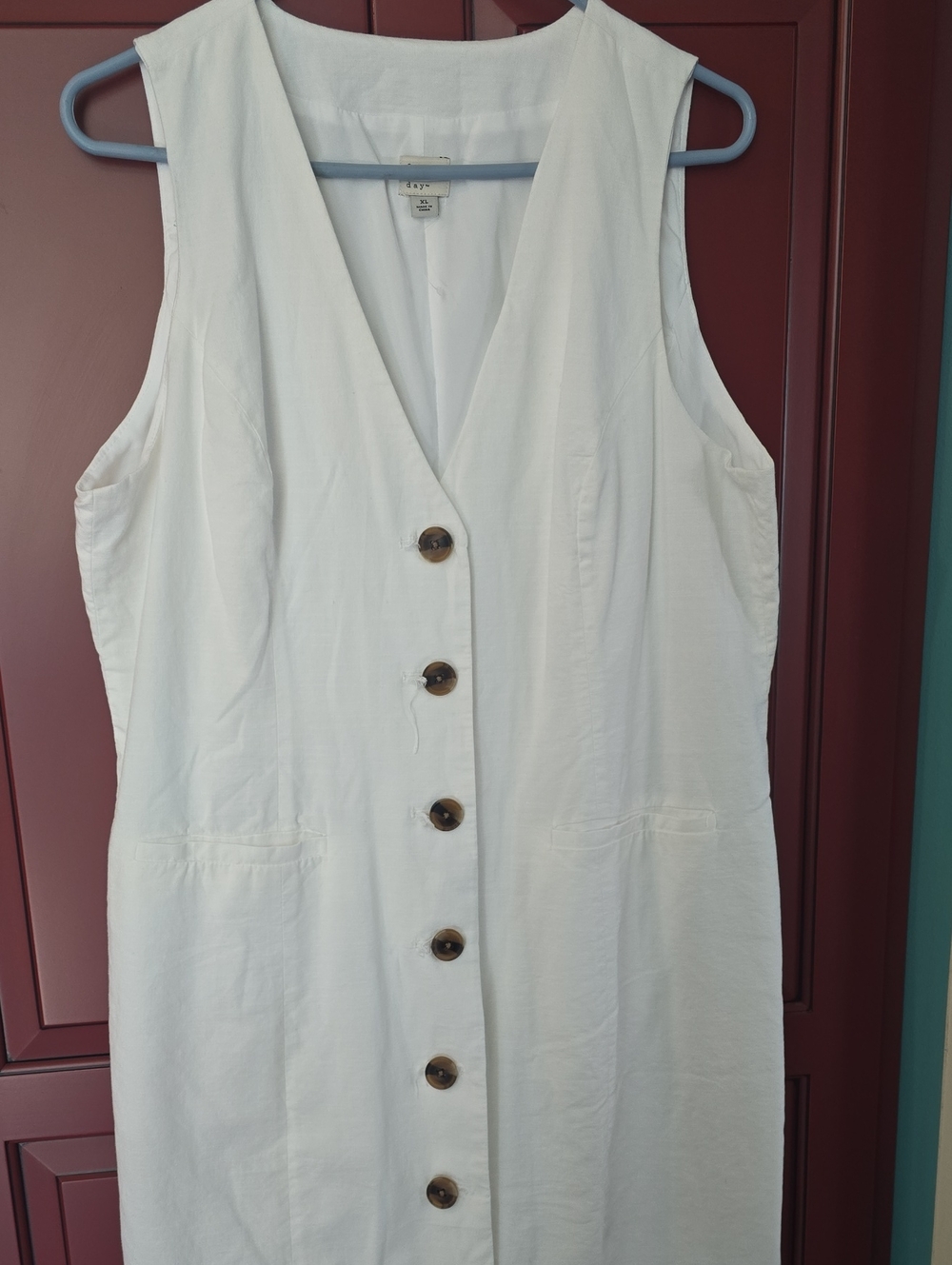 Sleeveless Button-Front White Dress Xl. A New Day Dress.